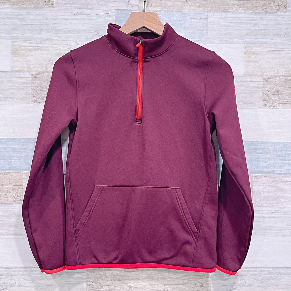 Under Armour Performance Fleece Pullover Jacket Burgundy 1/4 Zip Boys Large